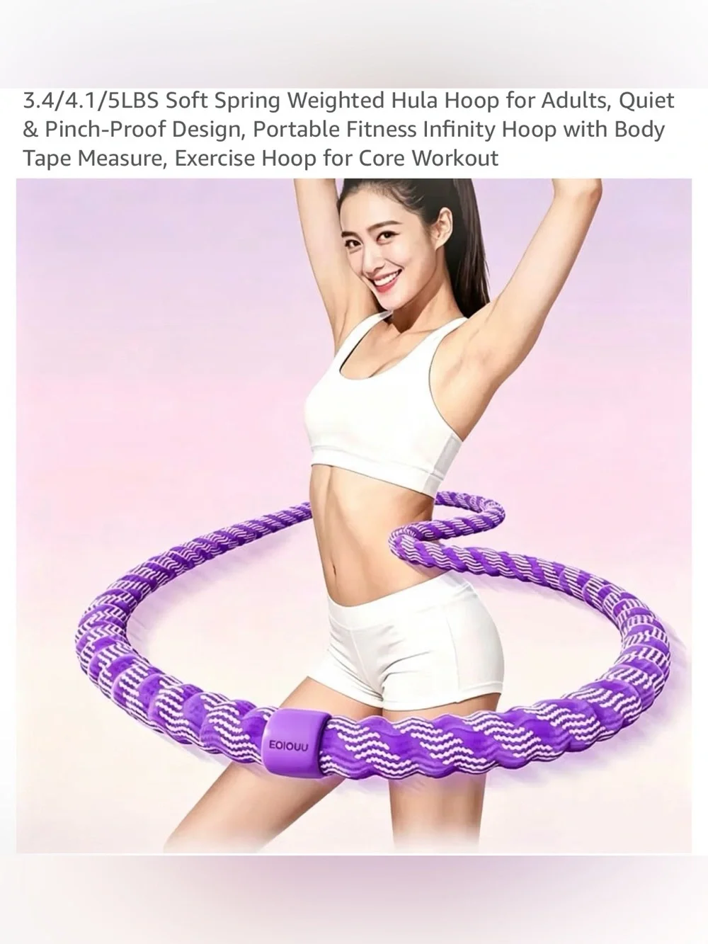 New 3.4/4.1/5LBS Soft Spring Weighted Hula Hoop for Adults, Quiet Pinch-Proof